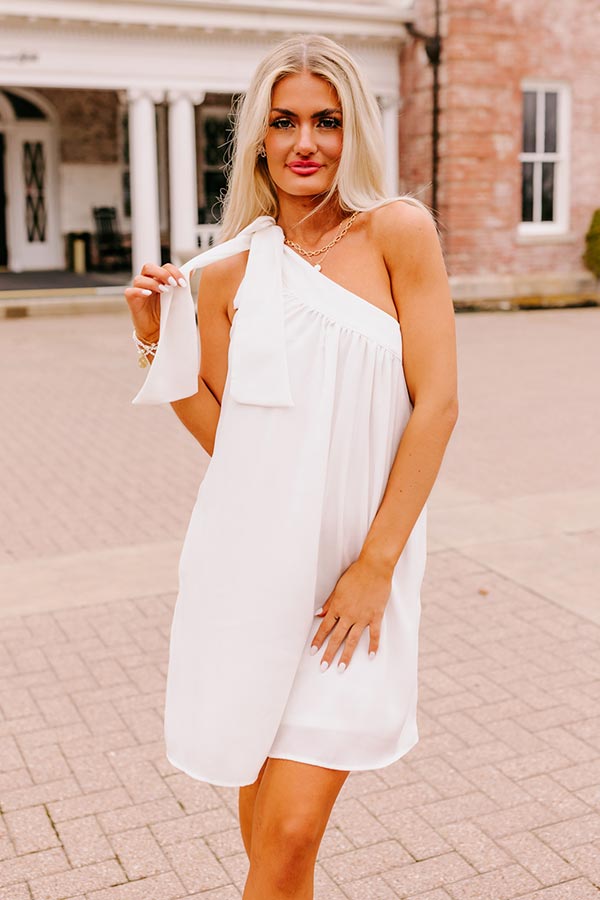 Flirty At Heart Satin Shift Dress In White Image - 5