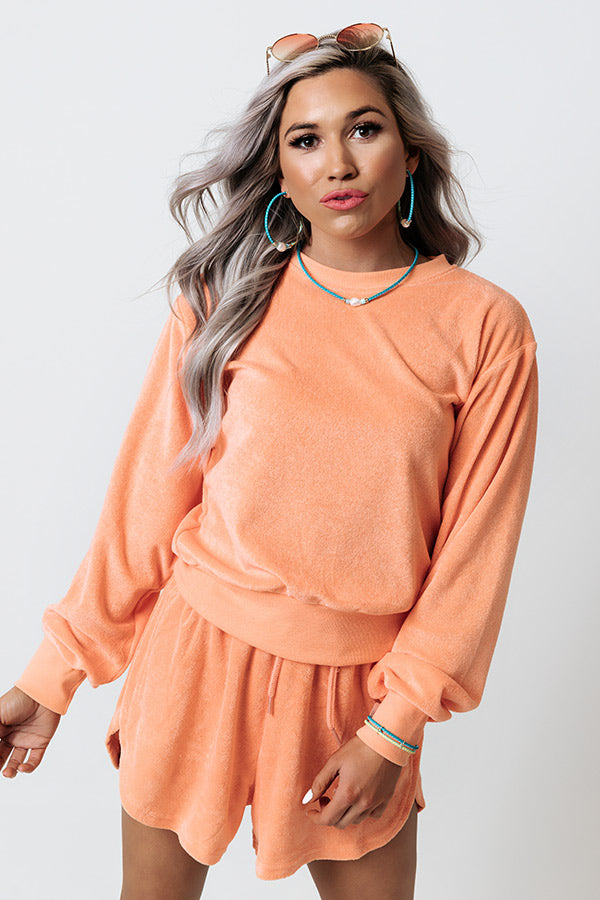Dreamy Dear Terry Cloth Sweatshirt In Orange Image - 5