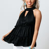 Celebratory Toast Ruffle Top In Black Image - 1