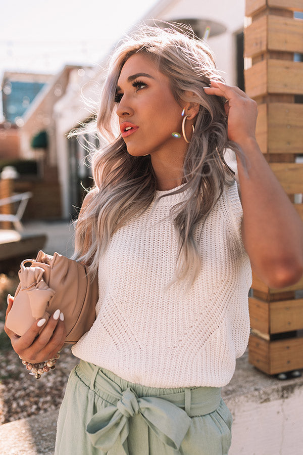Cape Chic Knit Tank In White