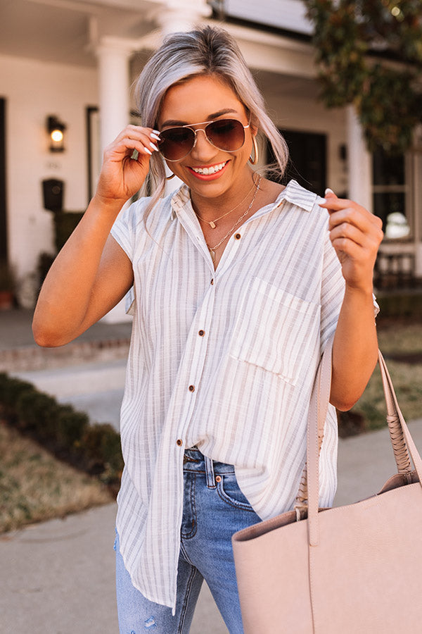 Sailing In Luxury Stripe Top In Grey