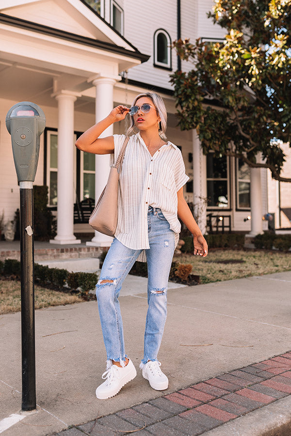 Sailing In Luxury Stripe Top In Grey Image - 5