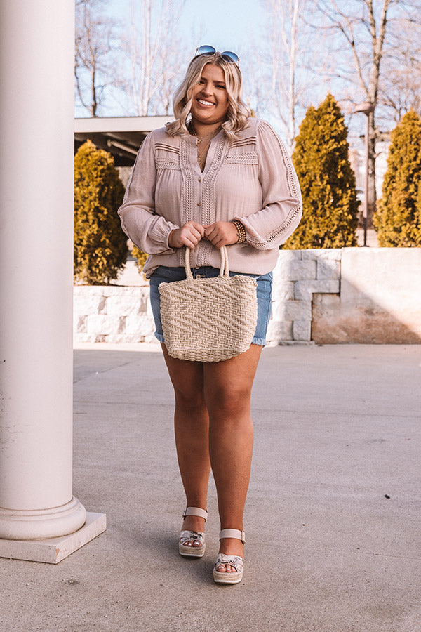 Keep It Cordial Button Up Top In Iced Latte Curves Image - 1
