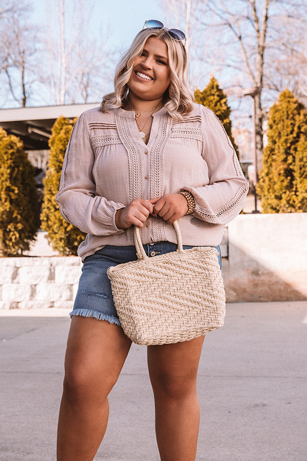 Keep It Cordial Button Up Top In Iced Latte Curves Image - 2