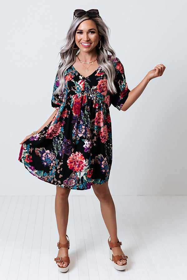 Strolling In Santorini Babydoll Dress In Black Image - 1