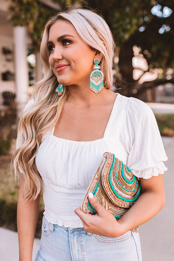 Strobe Lights Beaded Earrings In Turquoise