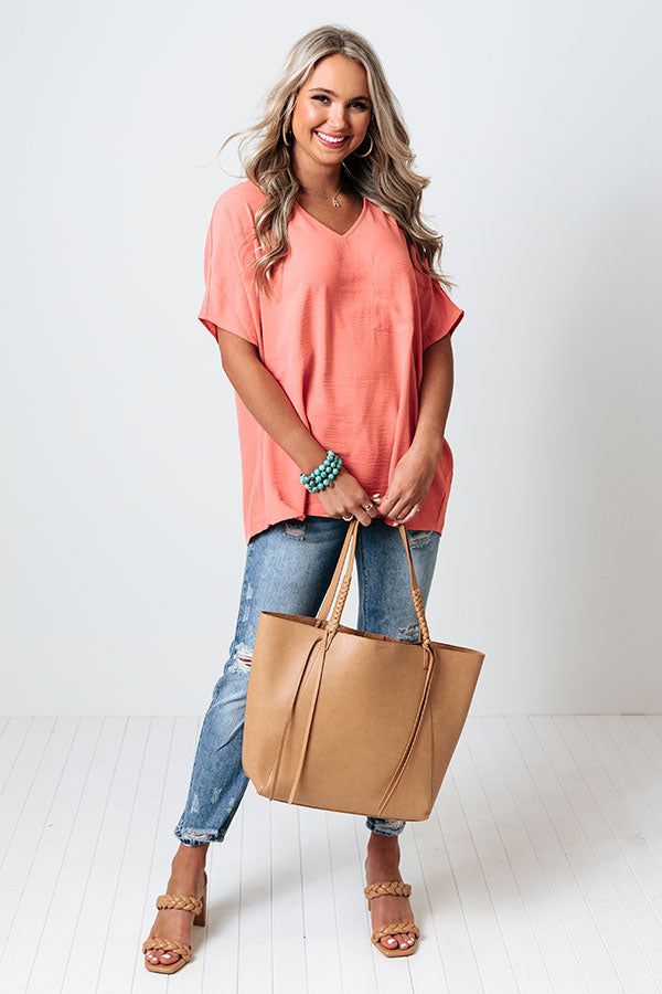 L.A. Lifestyle Shift Top In Coral Image - 1