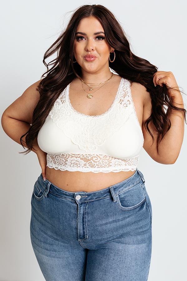 Love In Lace Bralette In Ivory Curves