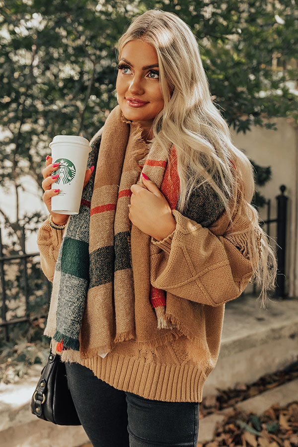 Brooklyn Bridge Blanket Scarf in Khaki Image - 1