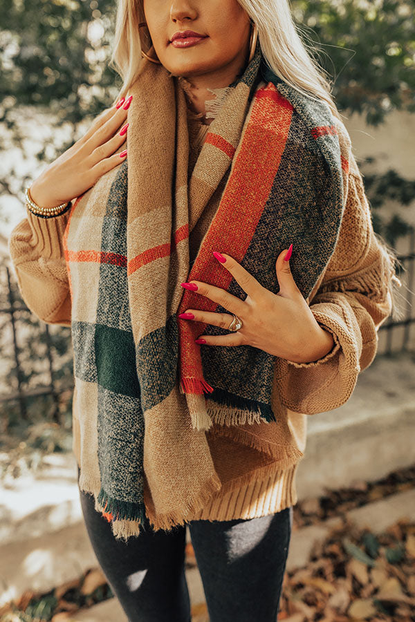 Brooklyn Bridge Blanket Scarf in Khaki Image - 2