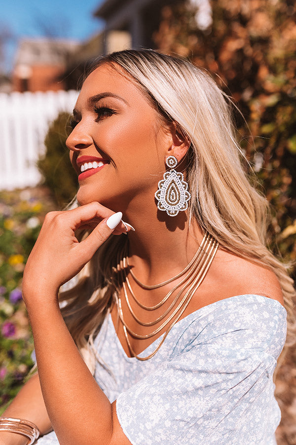 Up In Lights Beaded Earrings In White