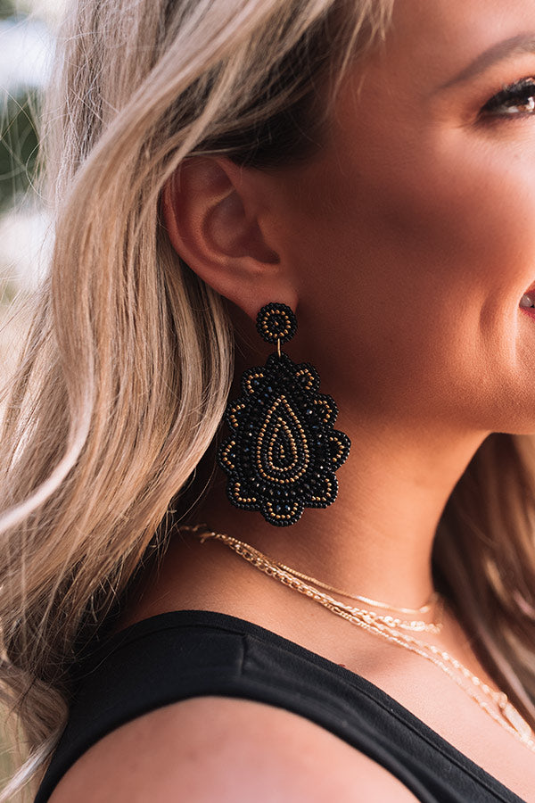 Up In Lights Beaded Earrings In Black