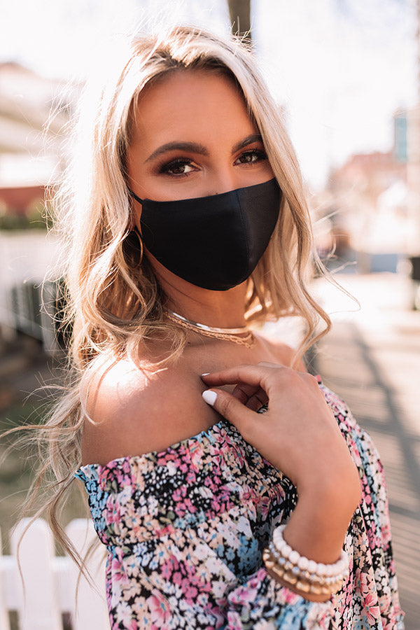 Travel Diary Silk Face Mask in Navy