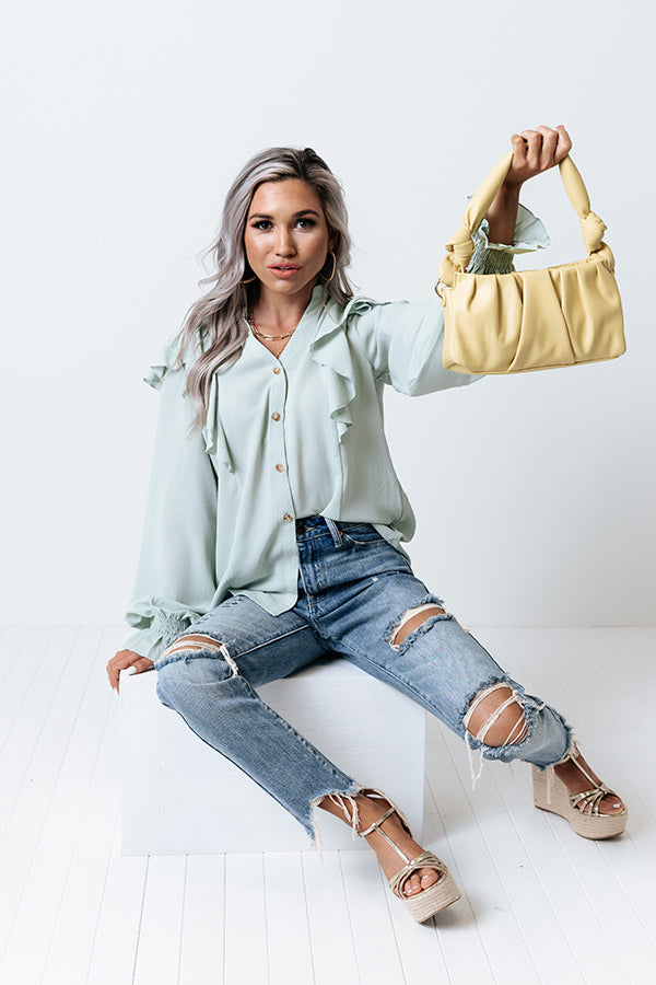 Plaza Promise Ruffle Top In Pear Image - 2
