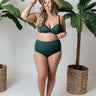 Tanning In Tulum High Waist Bikini Bottom in Forest Image - 1