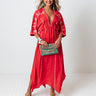 Supremely Pretty Embroidered Midi In Red Image - 1