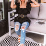 Heavenly Soul Eyelet Tank In Black Image - 1