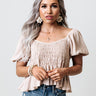 Endless Praise Smocked Top In Iced Latte Image - 1