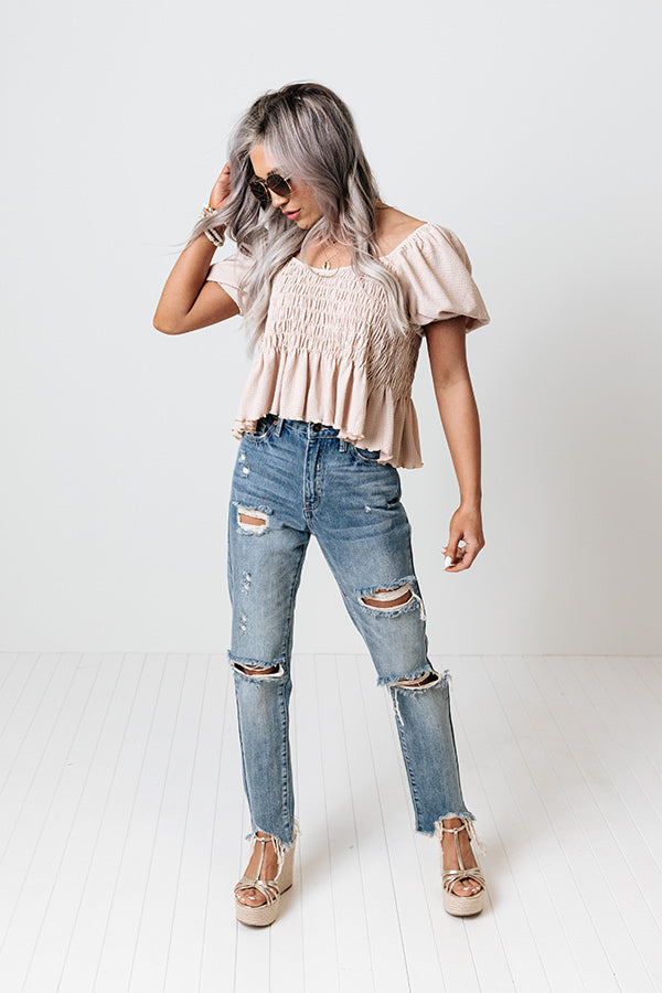 Endless Praise Smocked Top In Iced Latte Image - 2