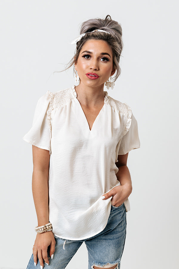 Mood And Music Shift Top In Cream Image - 1