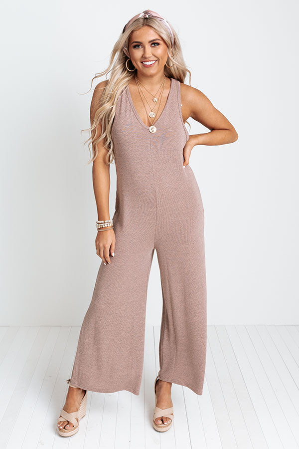 Language Of Love Knit Jumpsuit In Blush