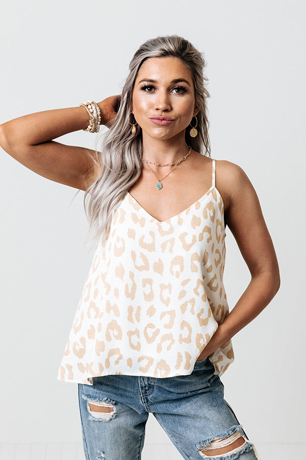 Stylish Staple Leopard Shift Tank in White