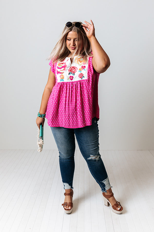 I'll Have This Rose Embroidered Shift Top Curves Image - 2