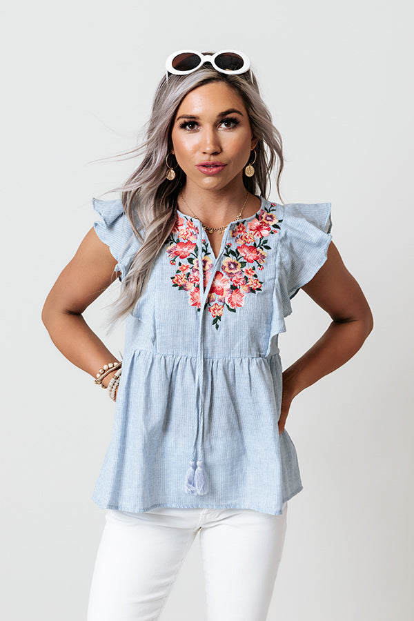 Gardenia Charm Embroidered Shift Top