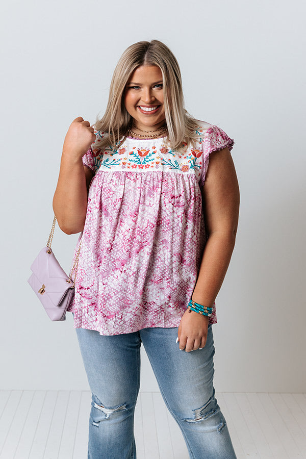 Charm Life Embroidered Shift Top in Light Orchid Curves Image - 3