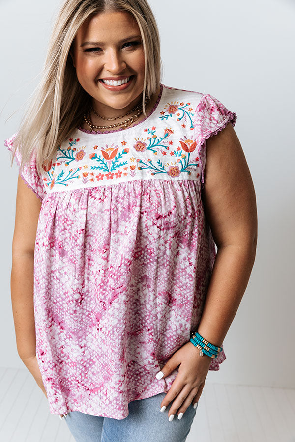 Charm Life Embroidered Shift Top in Light Orchid Curves Image - 5