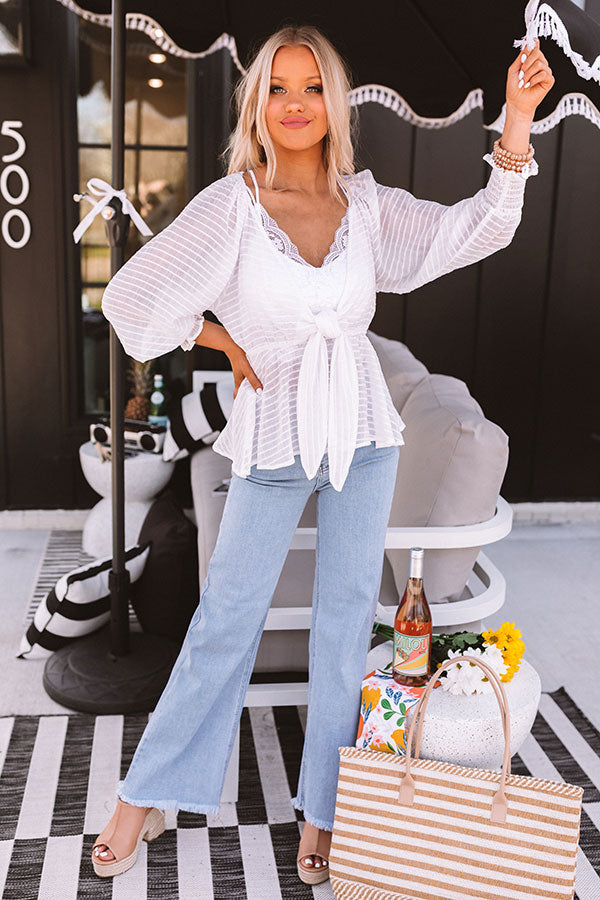 City In Italy Front Tie Babydoll Top In White Image - 1