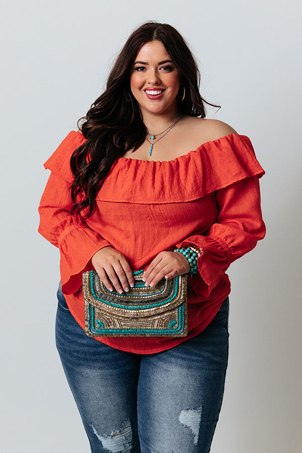 Vacay Honey Off Shoulder Shift Top in Tangerine Curves Image - 2