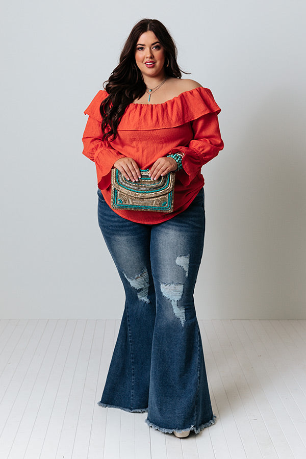 Vacay Honey Off Shoulder Shift Top in Tangerine Curves Image - 1