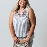 Sitting Starboard Embroidered Shift Top in Blue Curves Image - 1