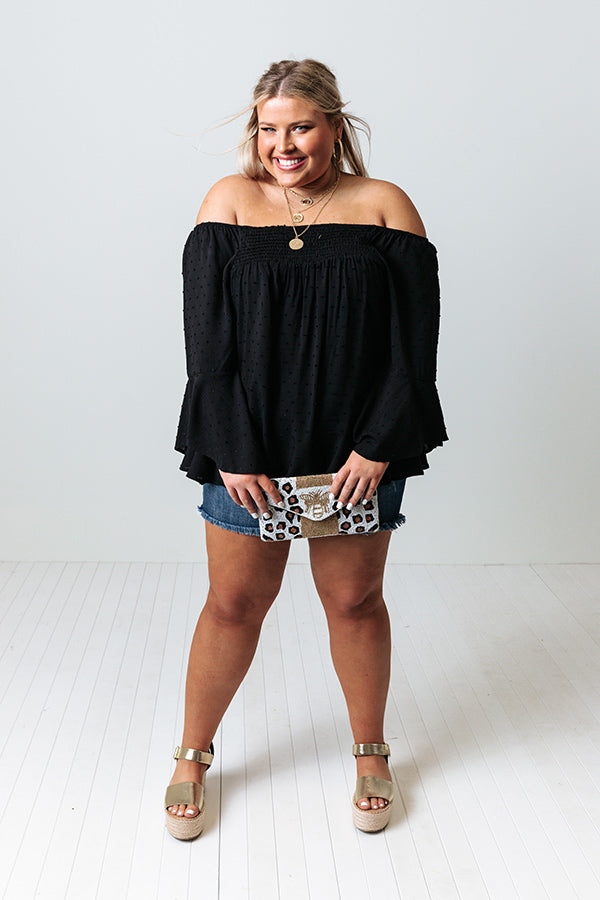 Countryside Charm Off Shoulder Shift Top in Black Curves Image - 2