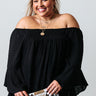 Countryside Charm Off Shoulder Shift Top in Black Curves Image - 1