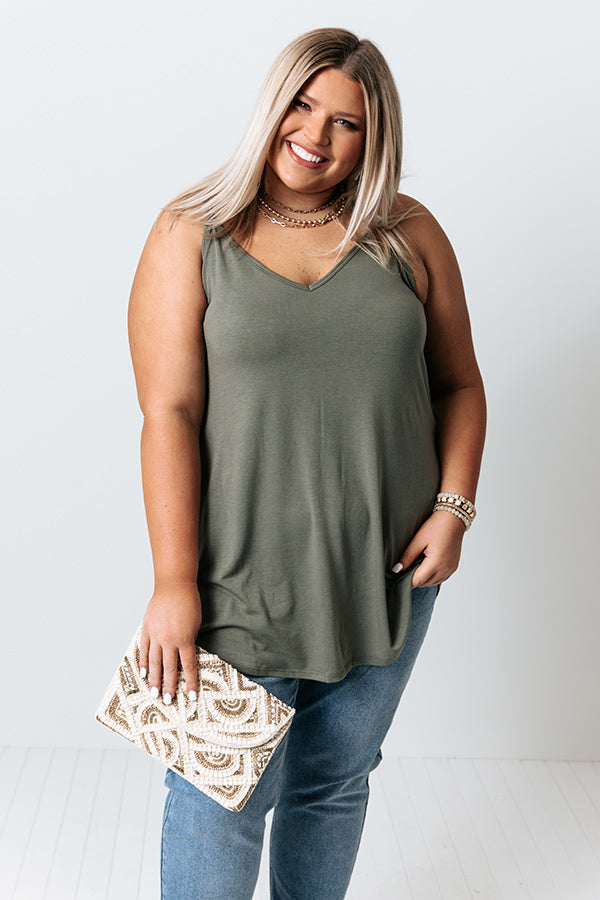 Kisses On The Coast Shift Tank In Sage Curves Image - 2