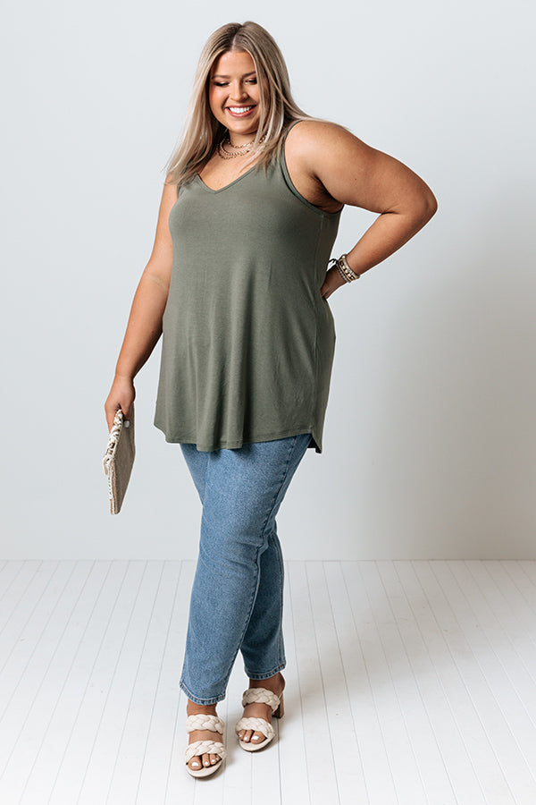 Kisses On The Coast Shift Tank In Sage Curves Image - 1
