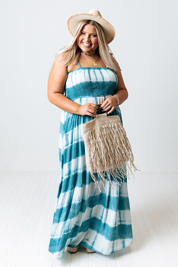 Hamptons Holiday Tie Dye Maxi in Light Teal Curves Image - 1
