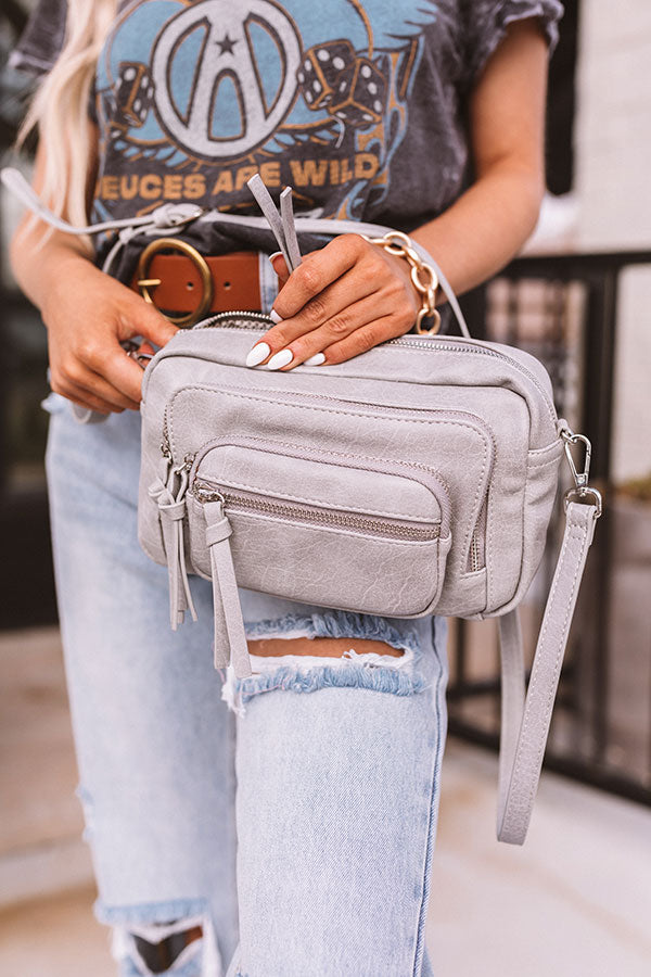 Day To Remember Faux Leather Crossbody In Grey