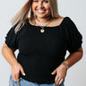 Sweet Attention Smocked Top in Black Curves Image - 1