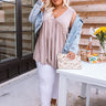 Adley Babydoll Shift Tank In Mocha Curves Image - 1