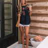 Cabana Bound Embroidered Top In Navy Image - 1