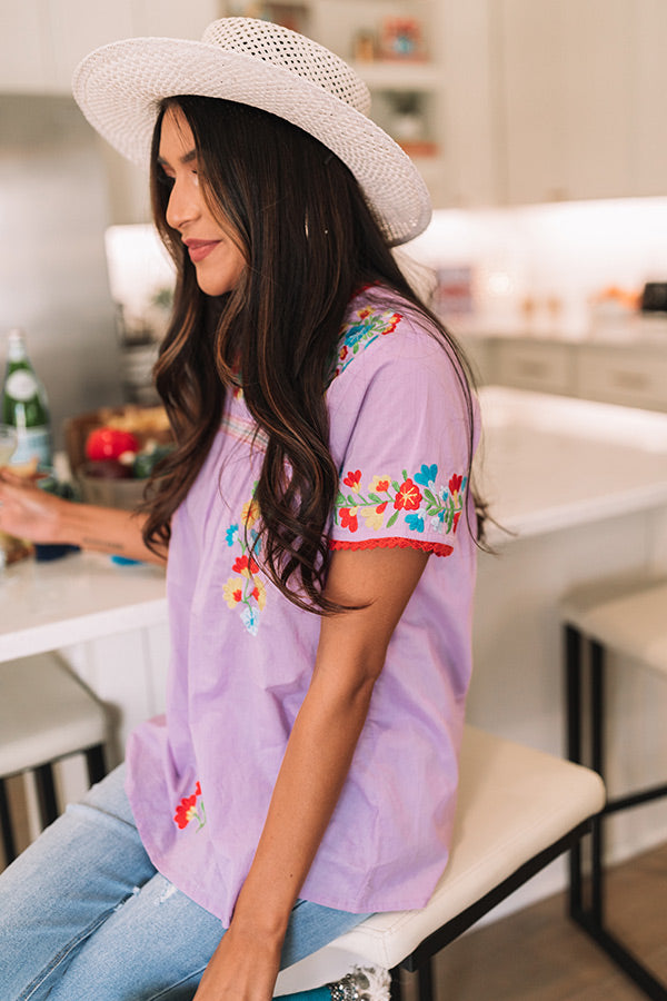 Maldives Morning Embroidered Top In Lavender Image - 2