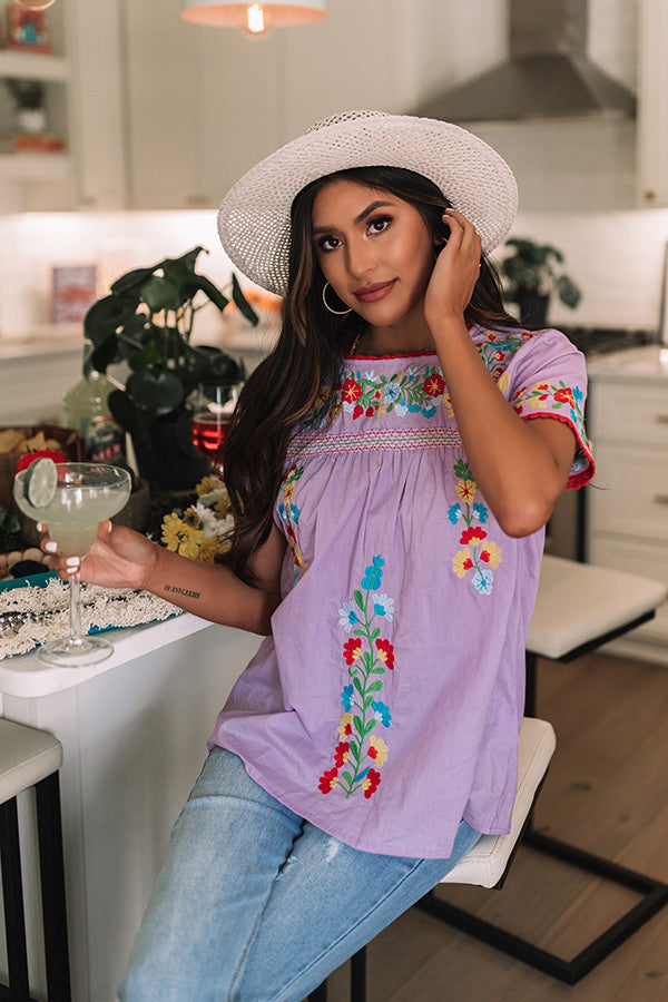 Maldives Morning Embroidered Top In Lavender Image - 1