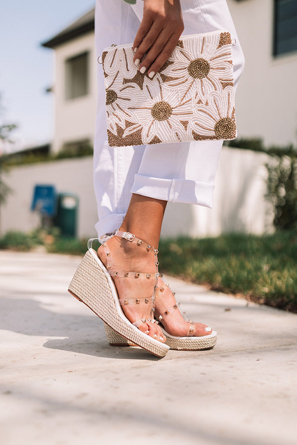 The Sunny Studded Wedge In Clear