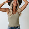 Captured Moments Lace Trim Tank In Sage Image - 1