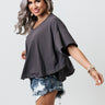 Lake Daze Crop Shift Tee In Charcoal Image - 1