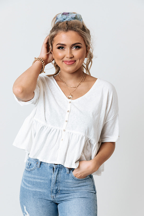 Lakeside Lounging Babydoll Top In White
