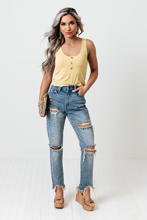 Tropical Tans Ribbed Tank In Primrose Yellow Image - 2